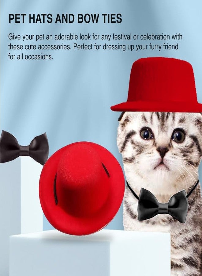 HOKABLE 2pcs Guinea Pig Clothes Small Animal Bow Tie Pet Hat Costume Set Role Play Cute Pet Hat Bow Tie for Hamster Guinea Pig Rabbit Chinchilla Hedgehog（Red hat + Black Bow tie） - Image 3
